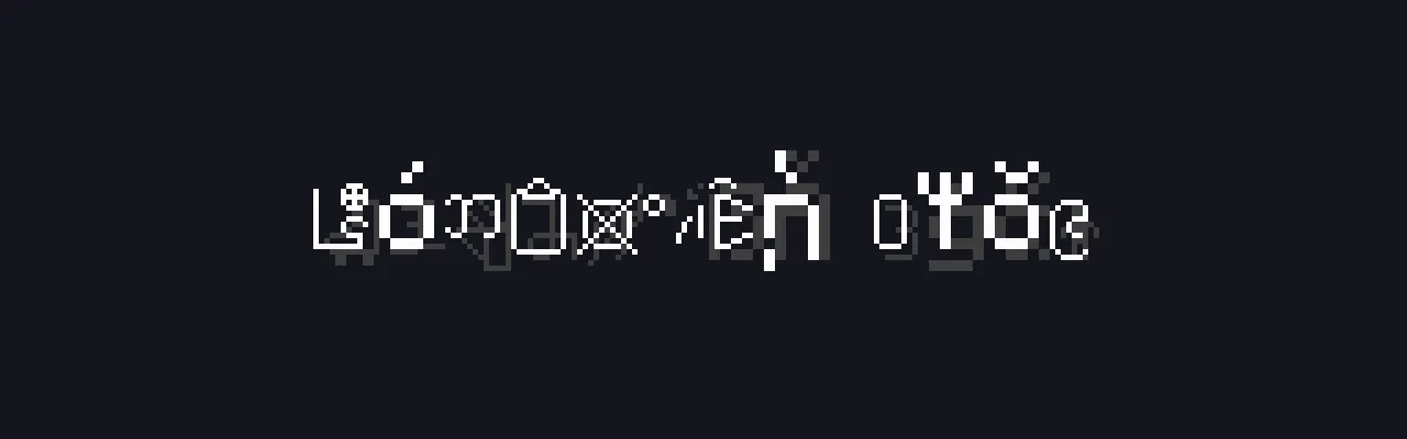 Characters starting as random scrambled glyphs and resolving to their real letters one at a time from left to right